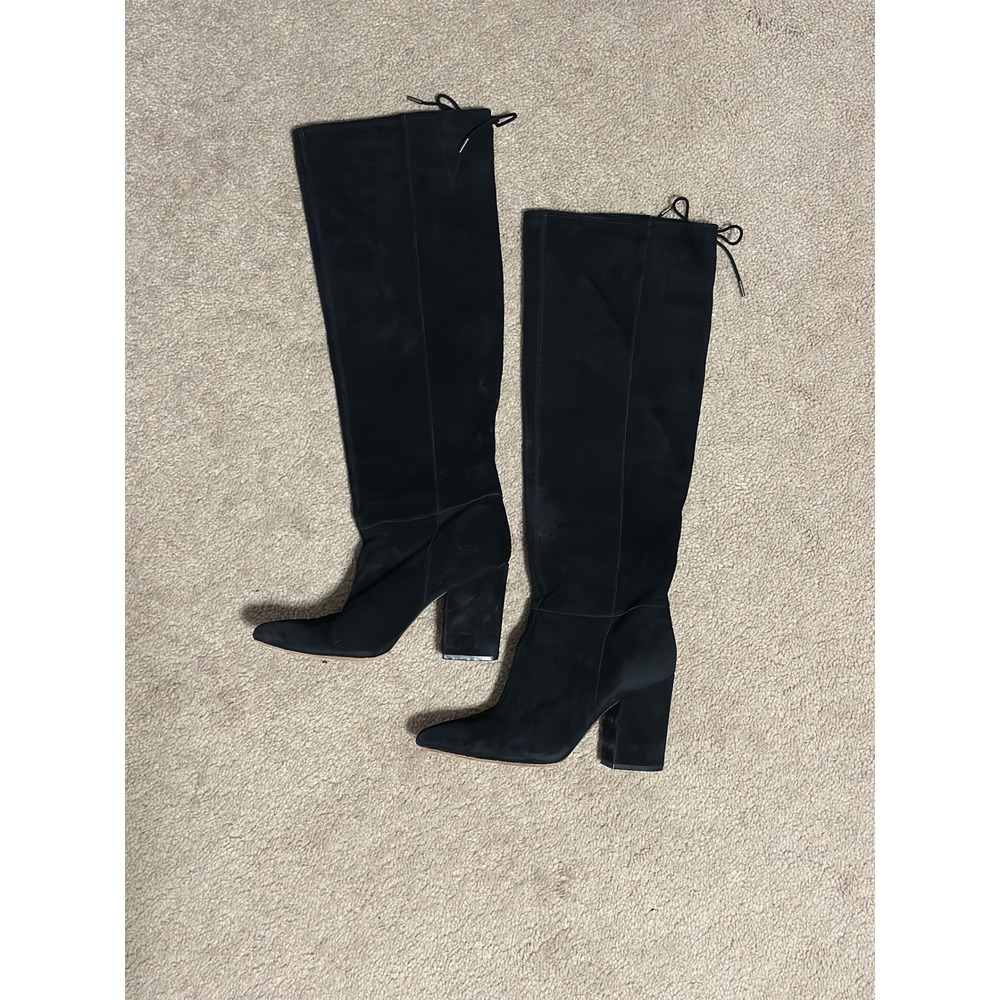 Vince Camuto Sarelia Black Suede Pointed Toe Block Heel‎ Over The Knee Boots 8M